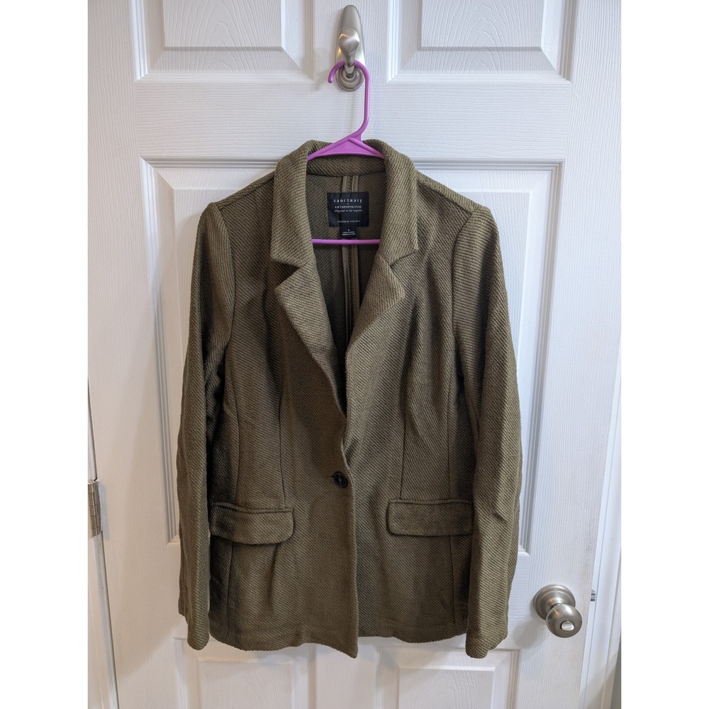Sanctuary Anthropologie Olive Textured Blazer Jacket‎ Crafted Tailored - Size S